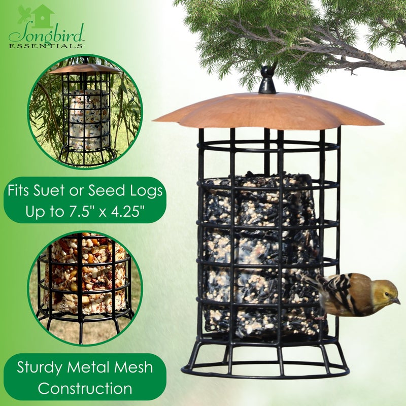 Songbird Essentials Copper Roof Suet Log Feeder - Image 2